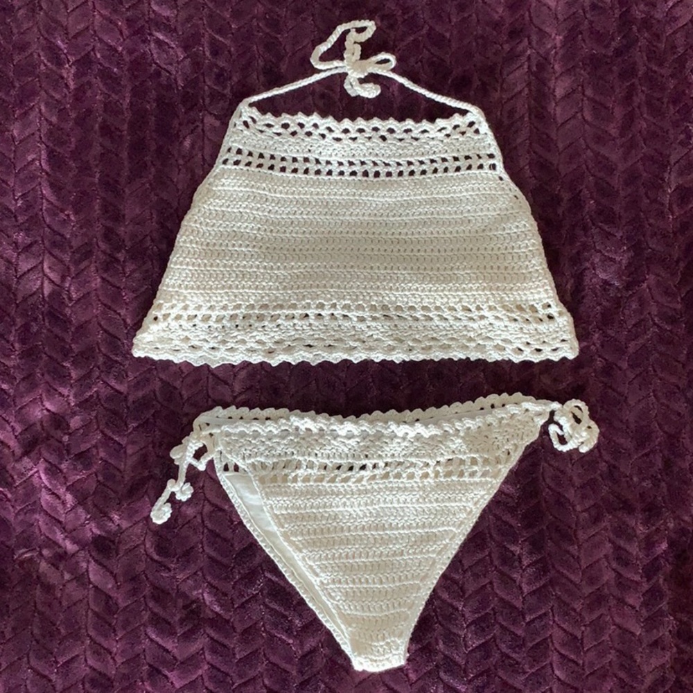 Crochet Halter Bikini Two Piece Set